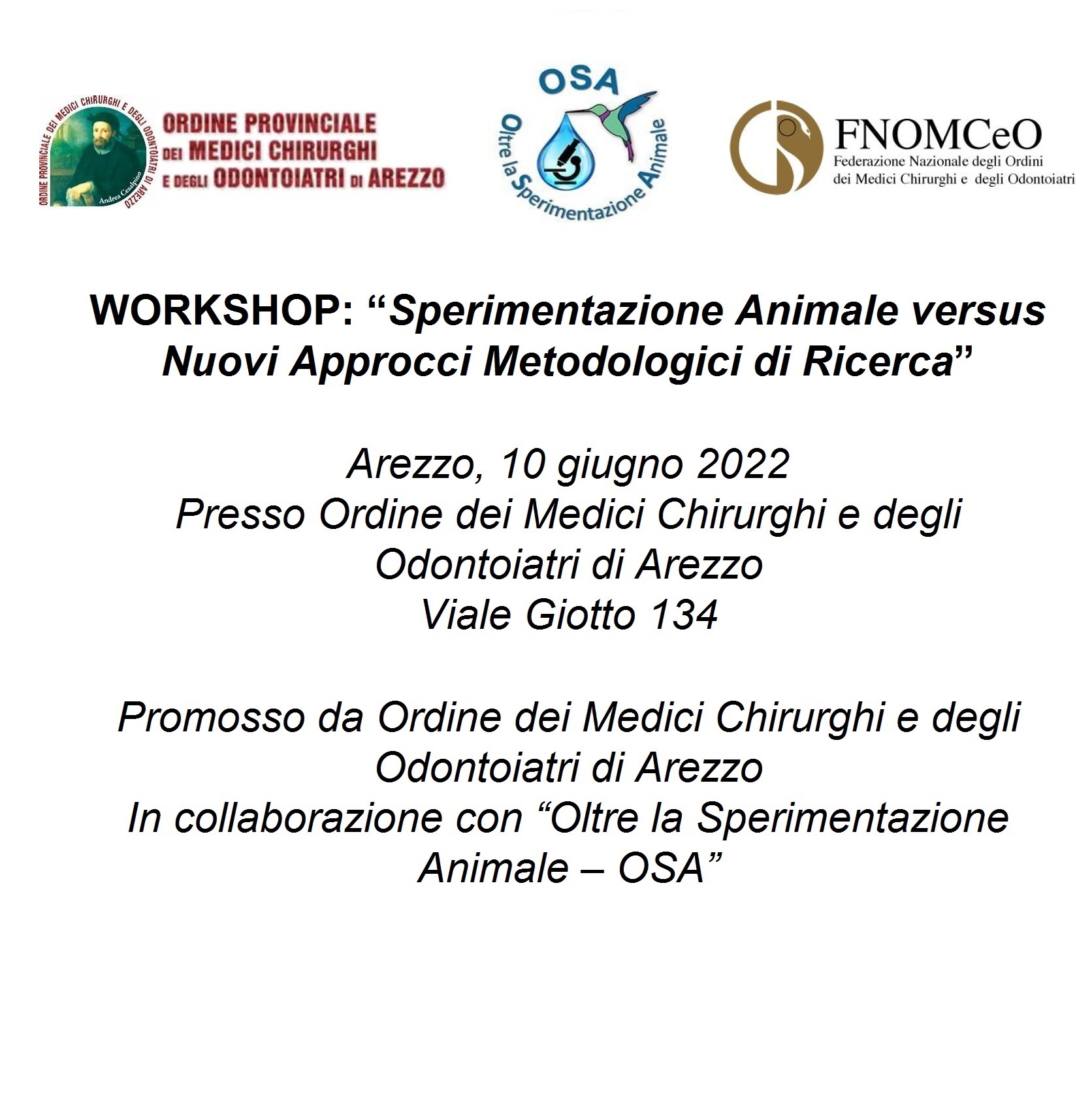 Clicca per accedere all'articolo Workshop Sperimentazione animale 10 giugno 2022 - Video dell'evento